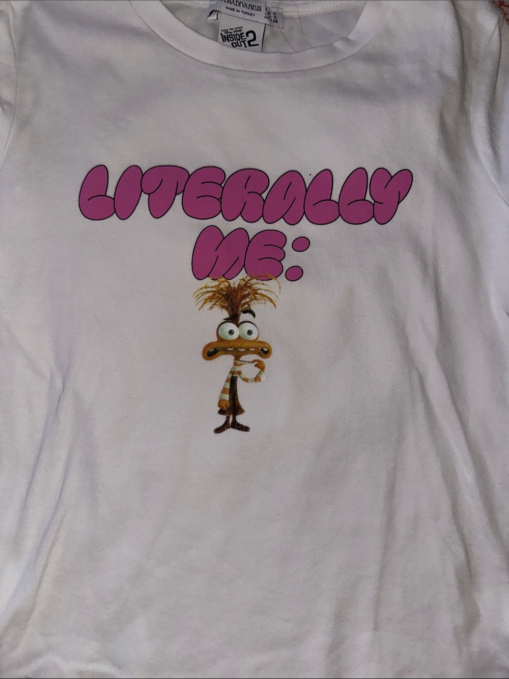 stradivarius White Kids T-Shirt with Pink 'Literally Me' Graphic